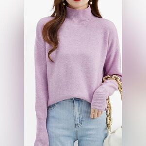 LINY XIN Women's 100% Merino Wool XL Soft Knitted Pullover turtle neck